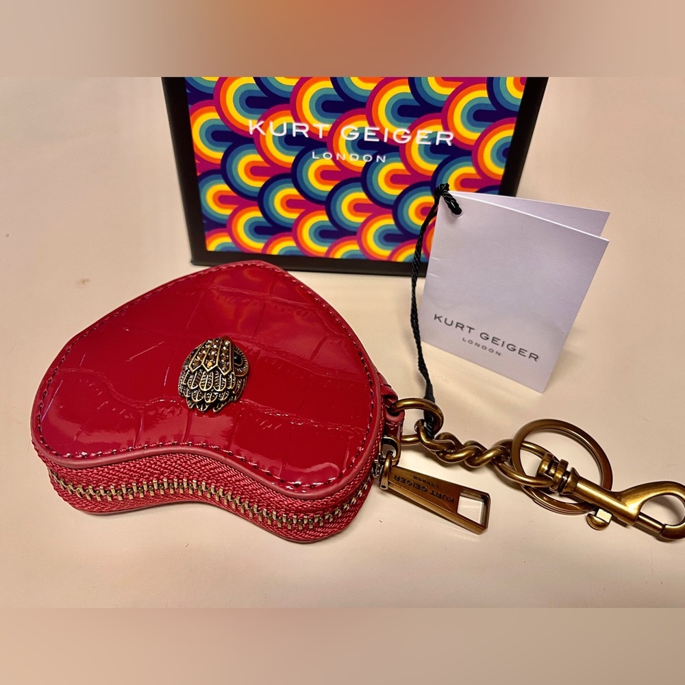 Kurt Geiger NEW Leather Keychain/Zip-top Bag Charm NWT &Box hold Rx/cash/coins - Picture 9 of 13